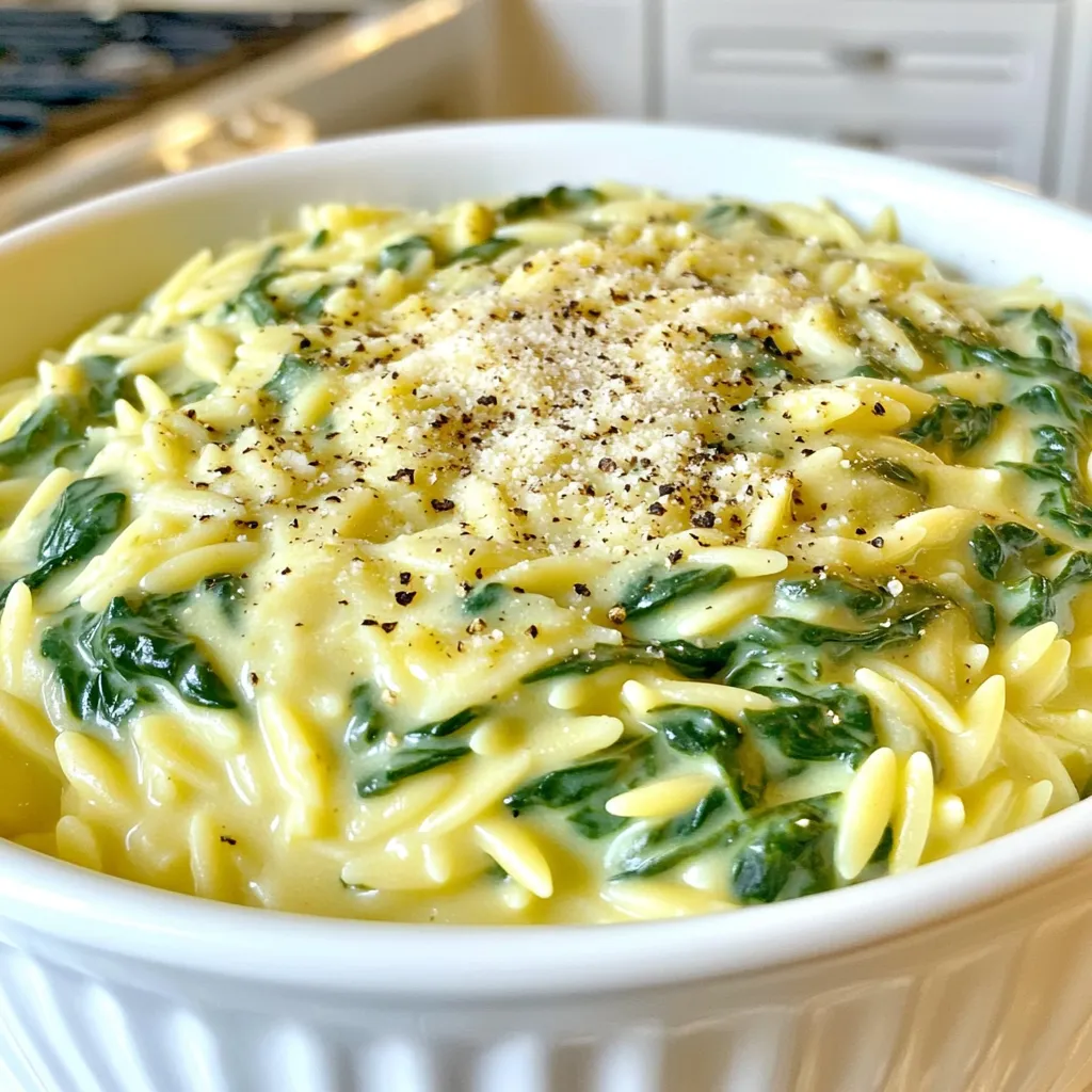Creamy Spinach Parmesan Orzo One Pot Delightful Dish
