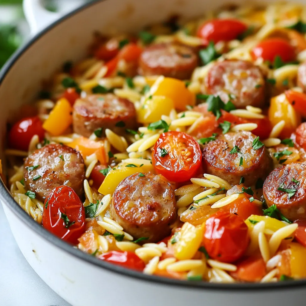 Flavorful One-Pot Garlic Butter Sausage Orzo Dish