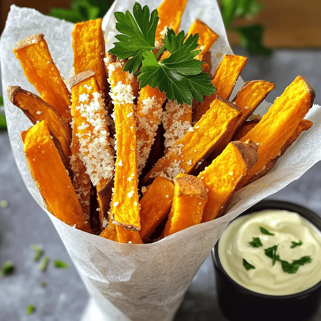 Garlic Parmesan Sweet Potato Fries Tasty and Simple
