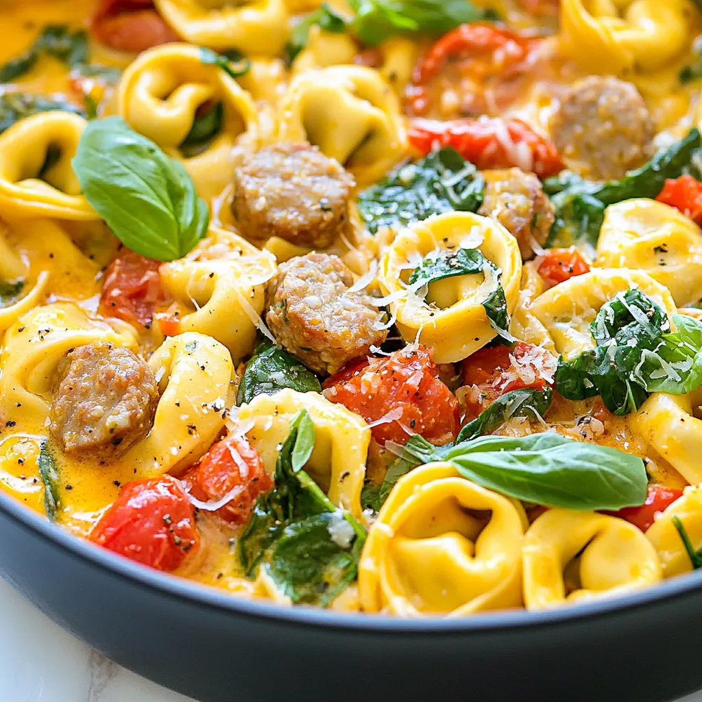 Savory One Pan Tortellini with Sausage Recipe