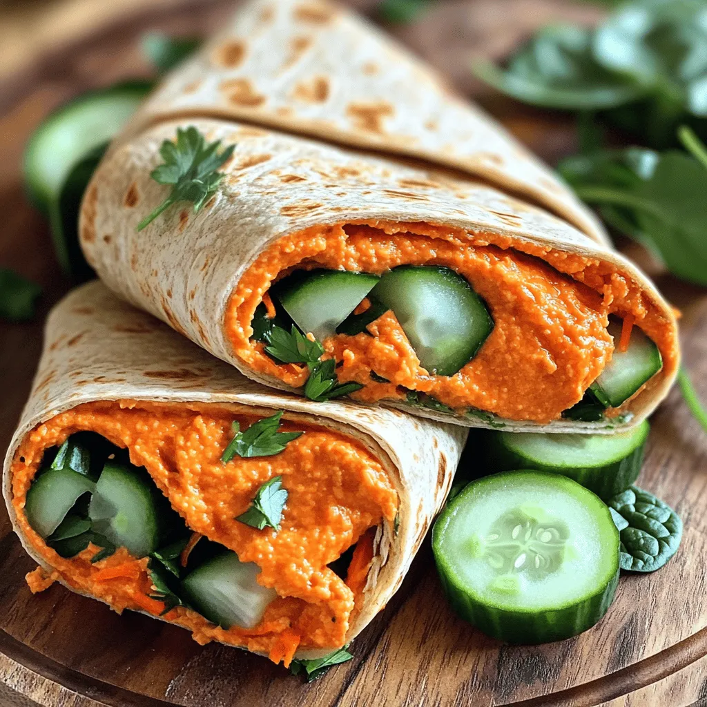 Roasted Red Pepper Hummus Wraps Healthy and Tasty Meal