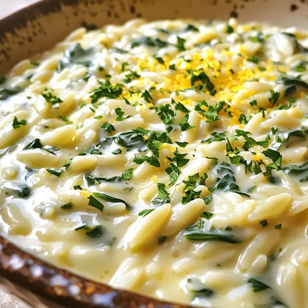 Creamy Garlic Spinach Orzo Simple and Flavorful Dish