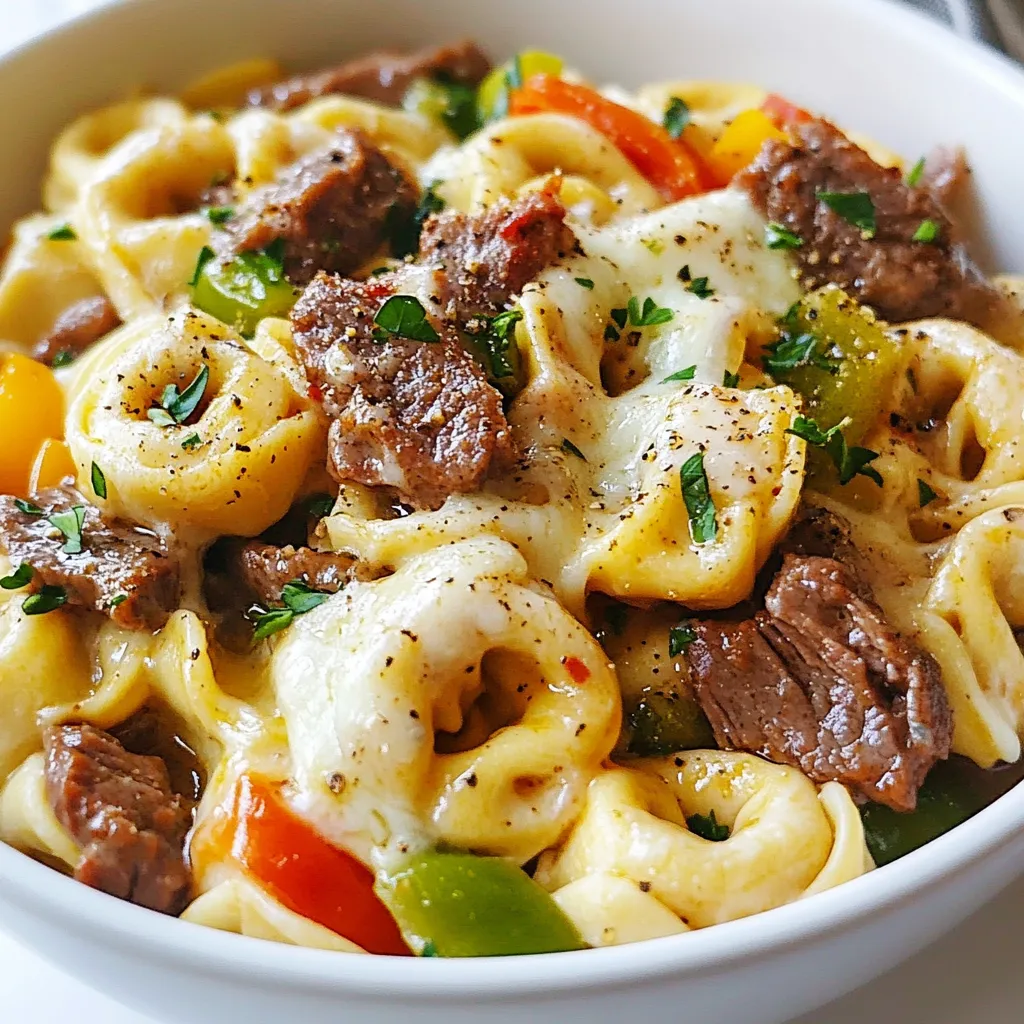 Philly Cheesesteak Tortellini Pasta Savory Dinner Delight