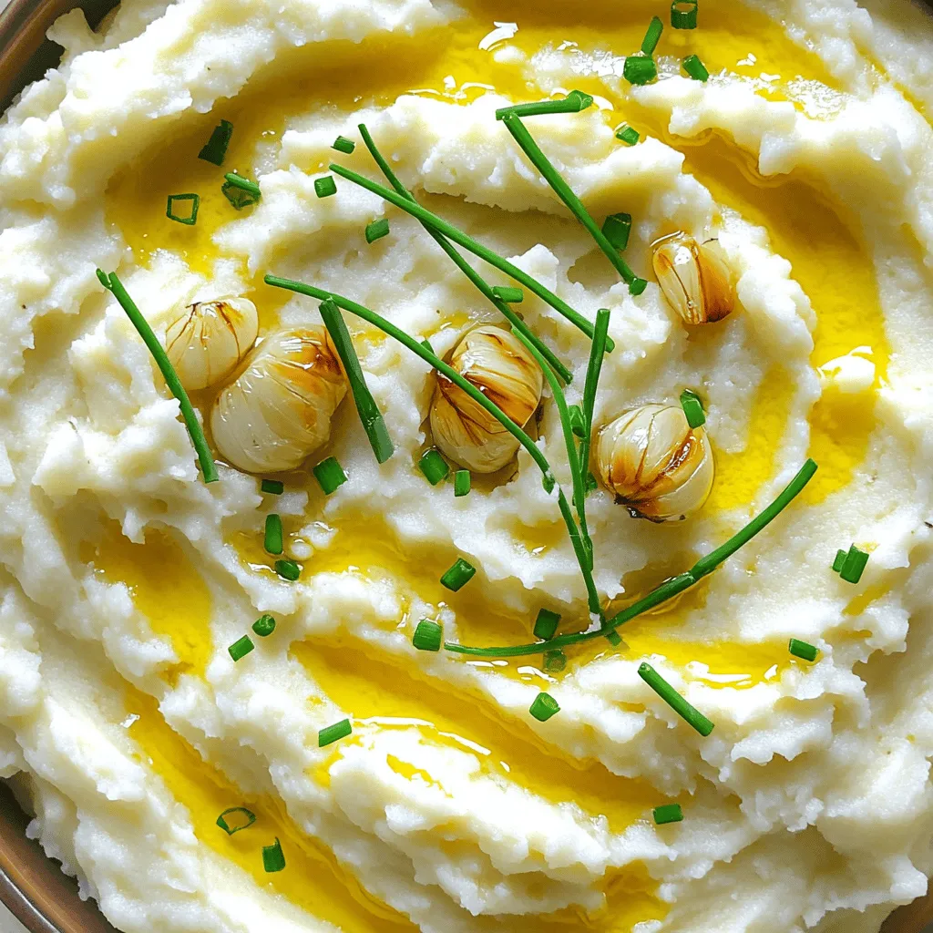 Roasted Garlic Mashed Cauliflower Creamy Delight