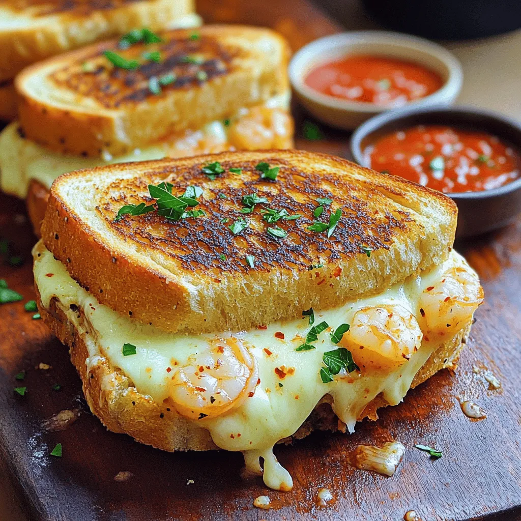 Cheesy Garlic Bread Shrimp Grilled Cheese Delight
