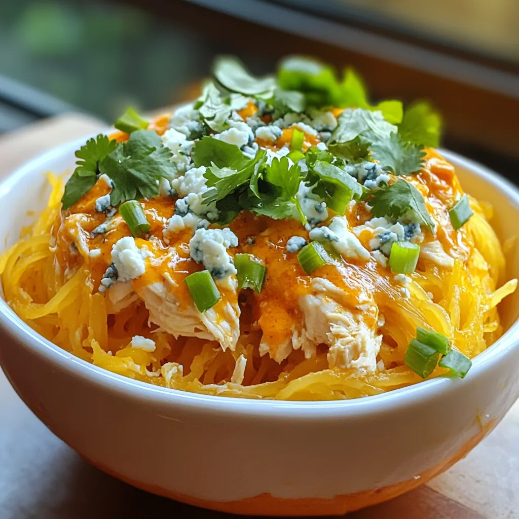 Buffalo Chicken Stuffed Spaghetti Squash Delight