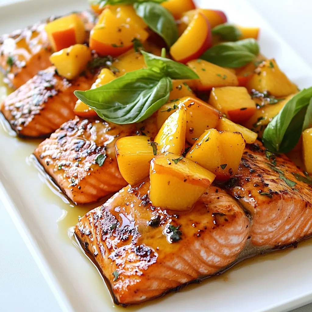 Bourbon Peach Salmon Grilled Delightful Flavor Dish