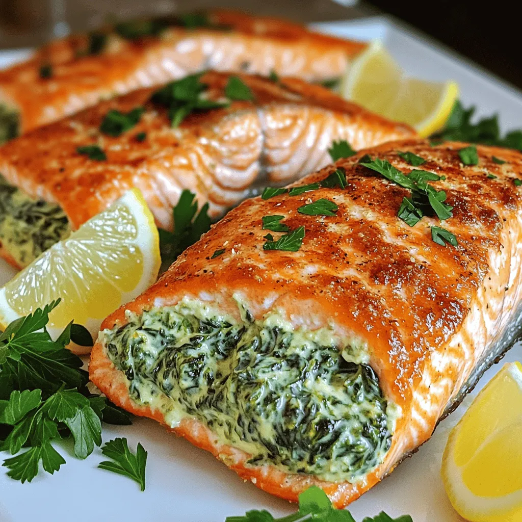 Creamy Garlic Spinach Stuffed Salmon Delight Recipe