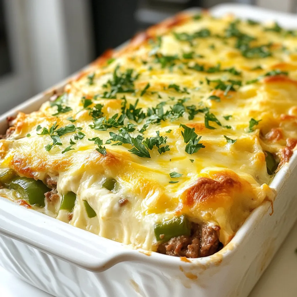 Low Carb Philly Cheesesteak Casserole Delight