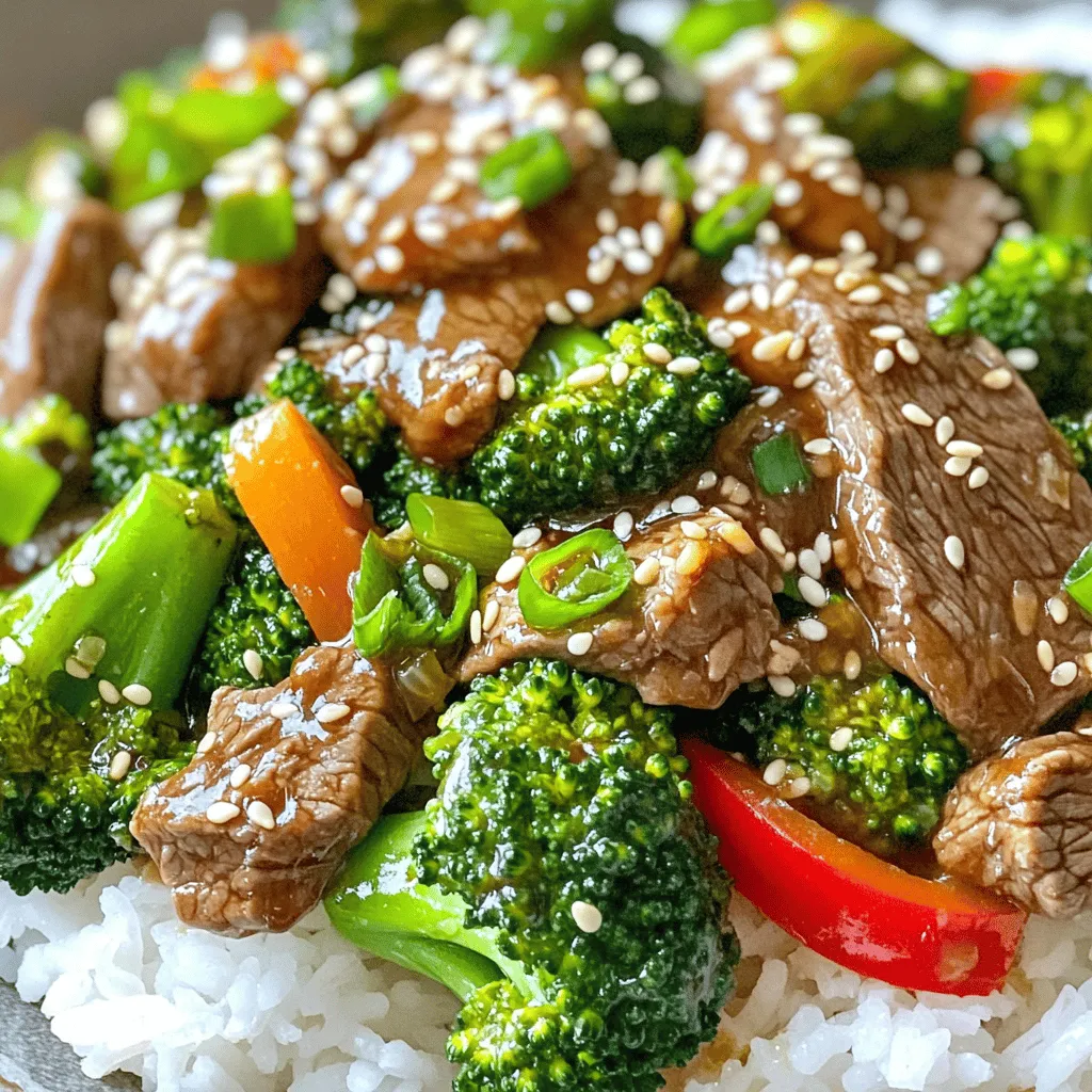- 1 pound flank steak, sliced thinly against the grain - 2 cups broccoli florets - 1 red bell pepper, sliced