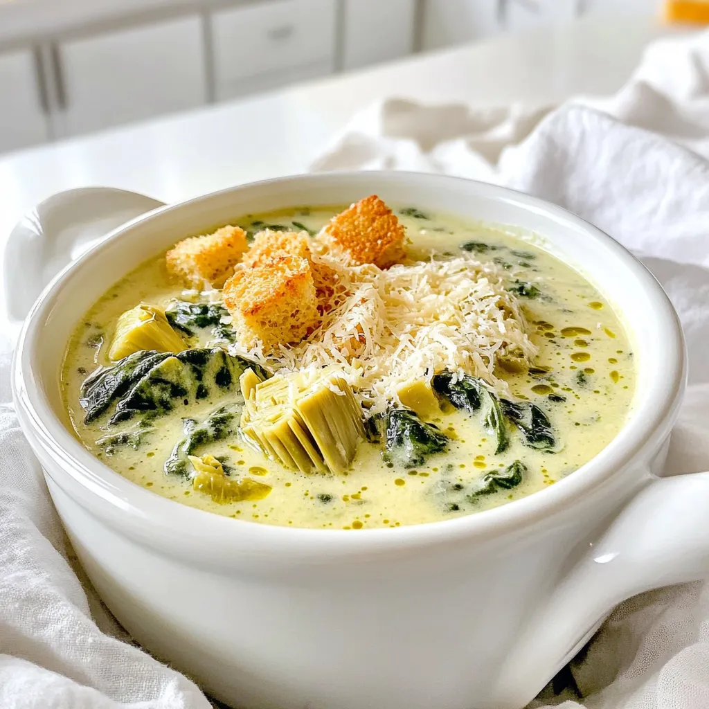 Slow Cooker Creamy Spinach Artichoke Soup Delight