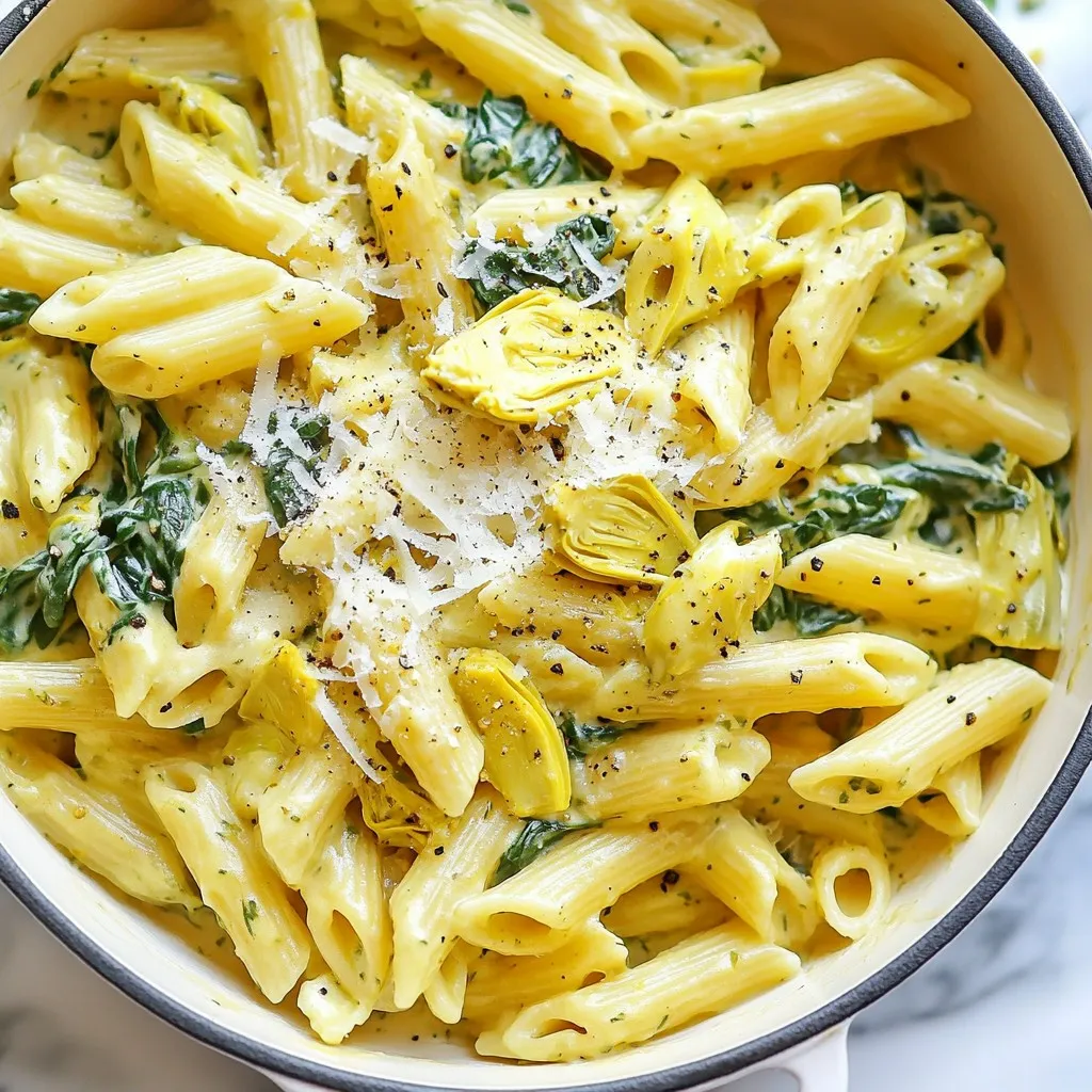 One-Pot Spinach Artichoke Pasta Flavorful Delight