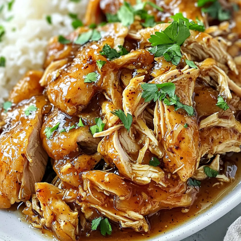 Slow Cooker Honey Garlic Shredded Chicken Delight