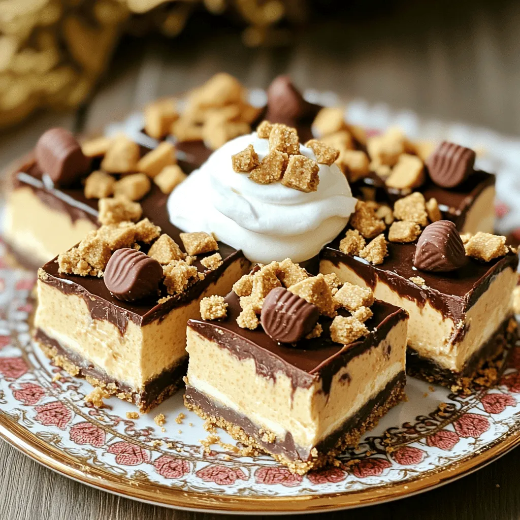 No-Bake Peanut Butter Cup Cheesecake Bars Delight