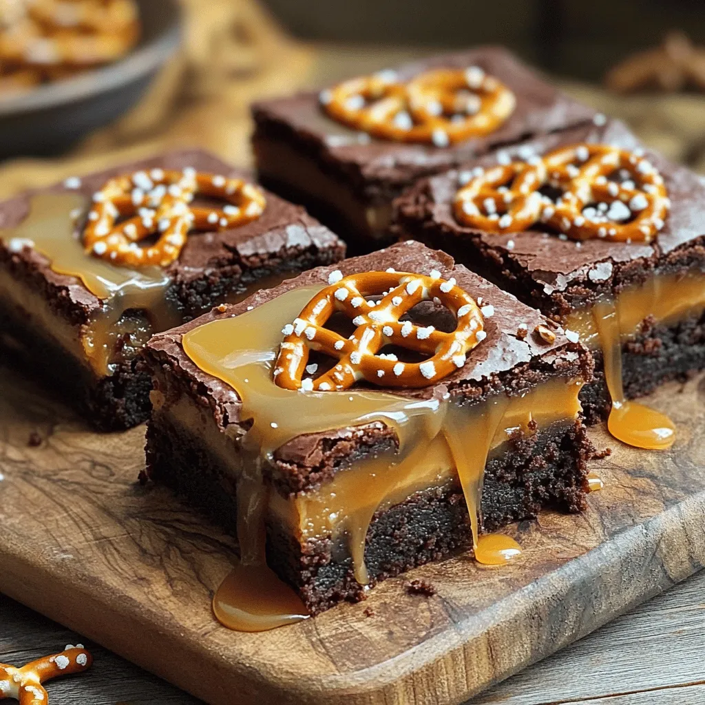 Chewy Salted Caramel Pretzel Brownies Delight