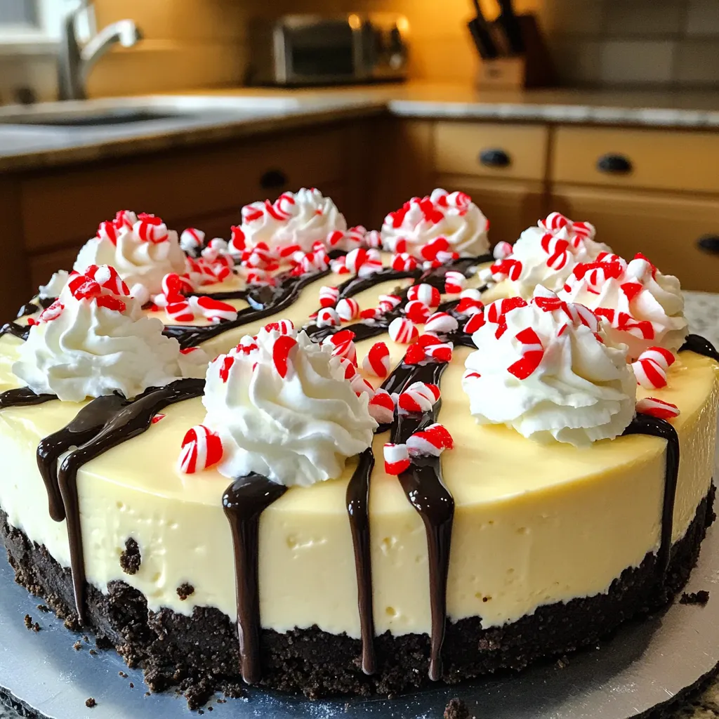 No-Bake Peppermint Bark Oreo Cheesecake Delight