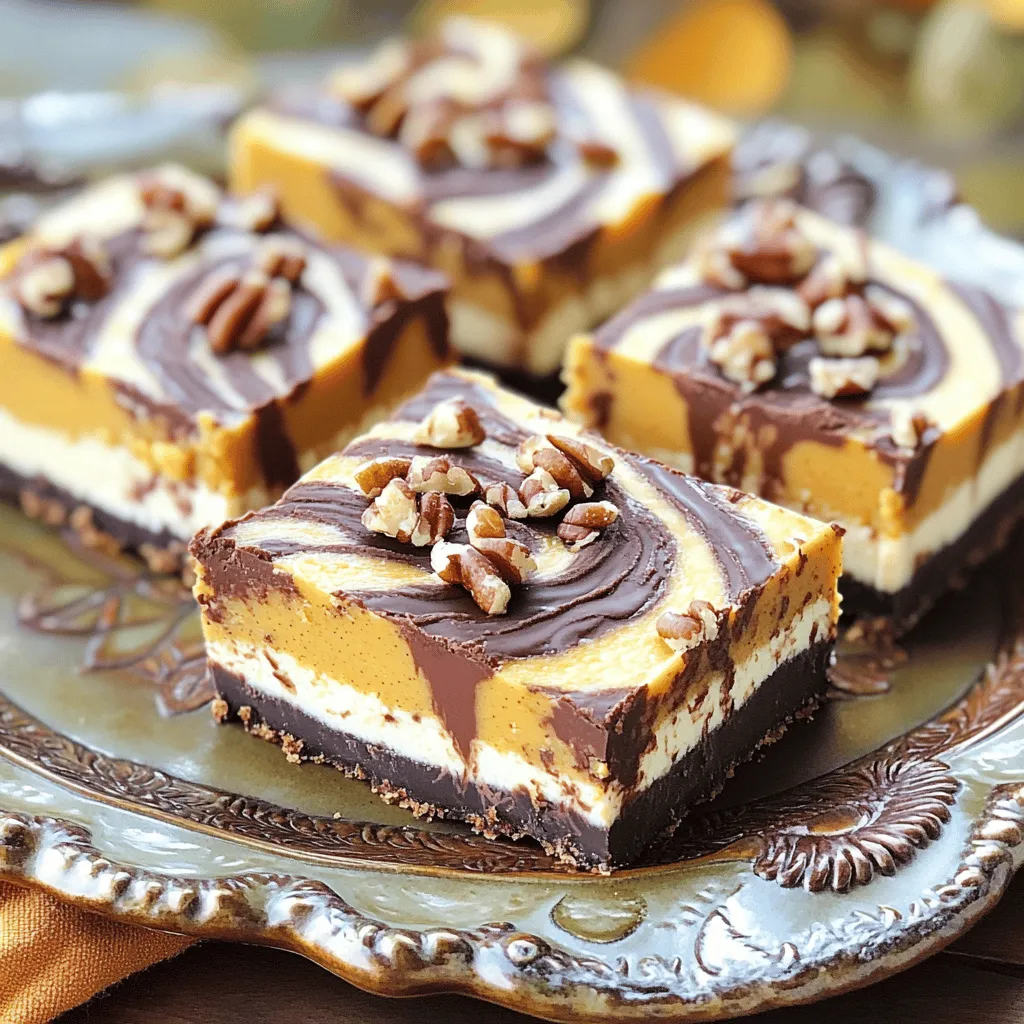 Pumpkin Chocolate Swirl Cheesecake Bars Delightfully Easy