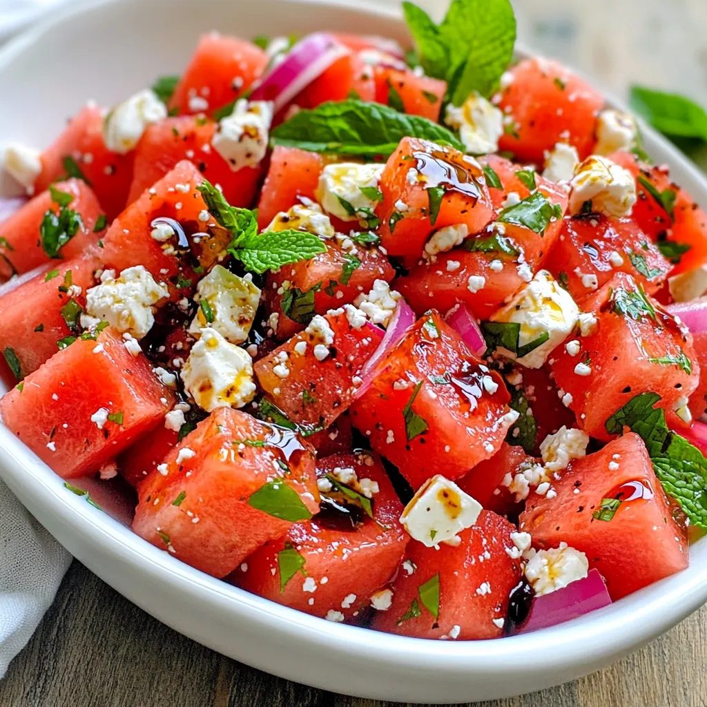 Watermelon Feta Mint Salad Fresh and Flavorful Dish