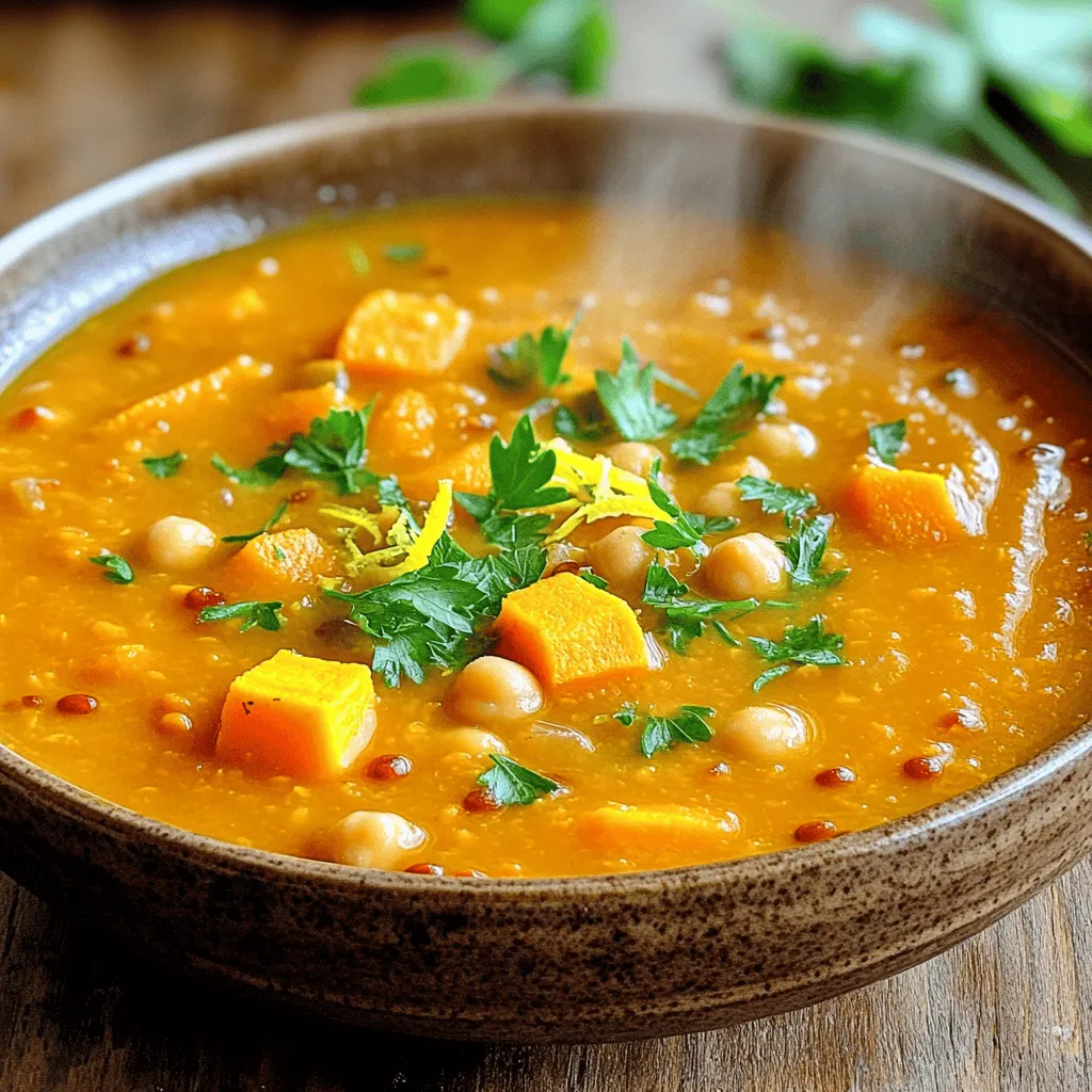 Savory Sweet Potato, Chickpea, and Red Lentil Soup