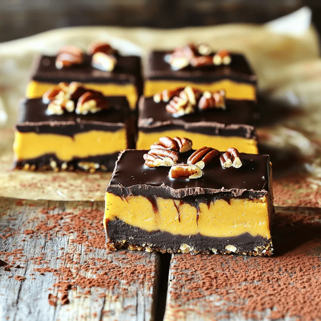 No-Bake Chocolate Peanut Butter Pumpkin Bars Delight