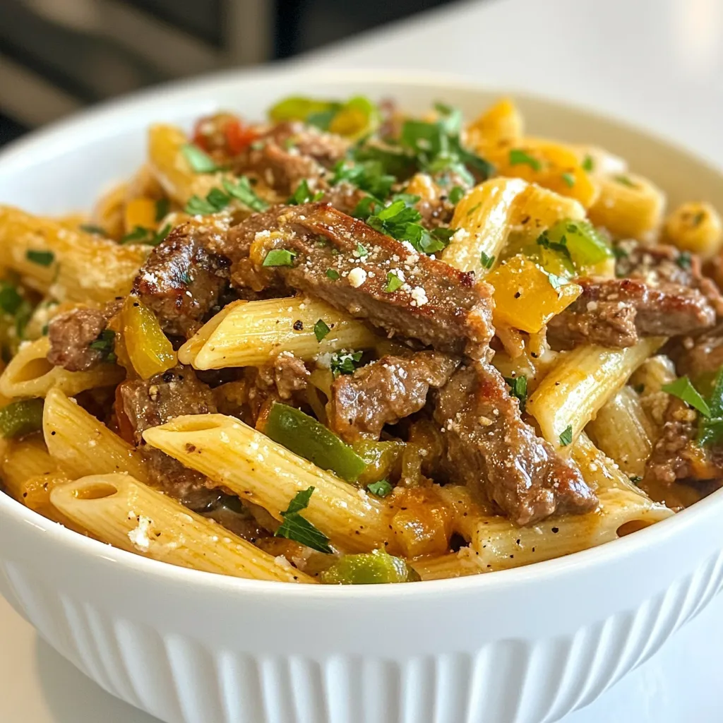 Philly Cheesesteak Pasta Flavorful Dinner Delight