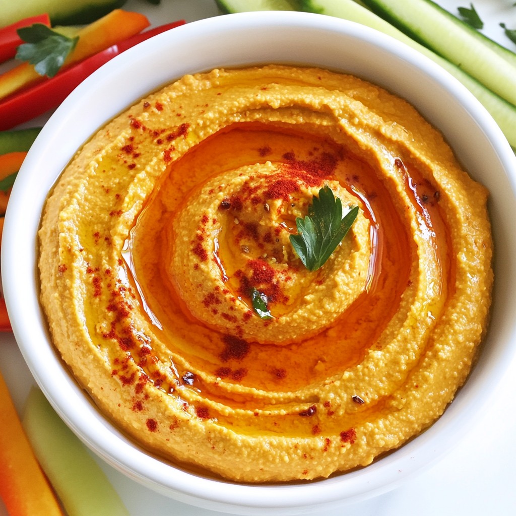 Roasted Red Pepper Hummus Healthy and Simple Dip