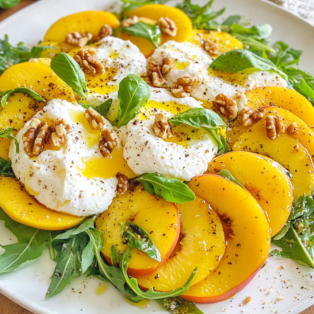 Peach Burrata Arugula Salad Fresh and Flavorful Dish