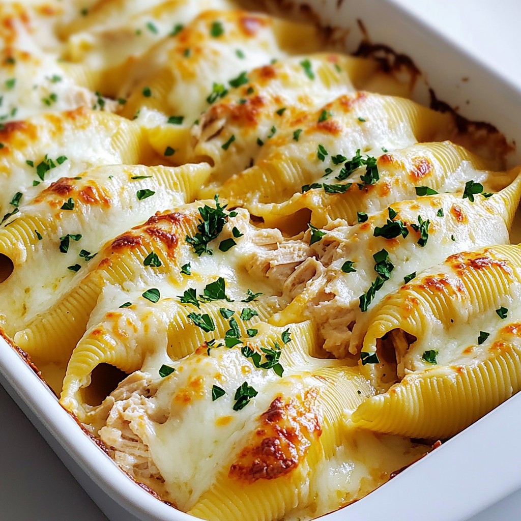 Chicken Alfredo Stuffed Shells Creamy and Cheesy Delight