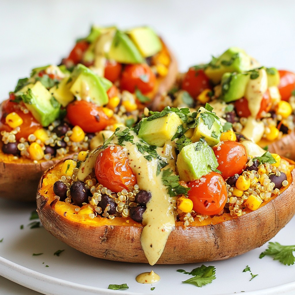 Vegan Stuffed Sweet Potatoes with Tahini Drizzle Delight