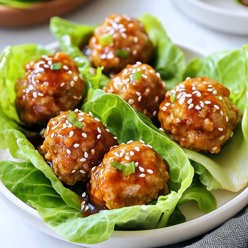 Teriyaki Meatball Lettuce Wraps Flavorful and Fresh Dish