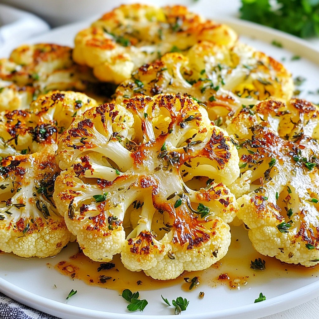 Garlic Herb Roasted Cauliflower Steaks Delightful Dish